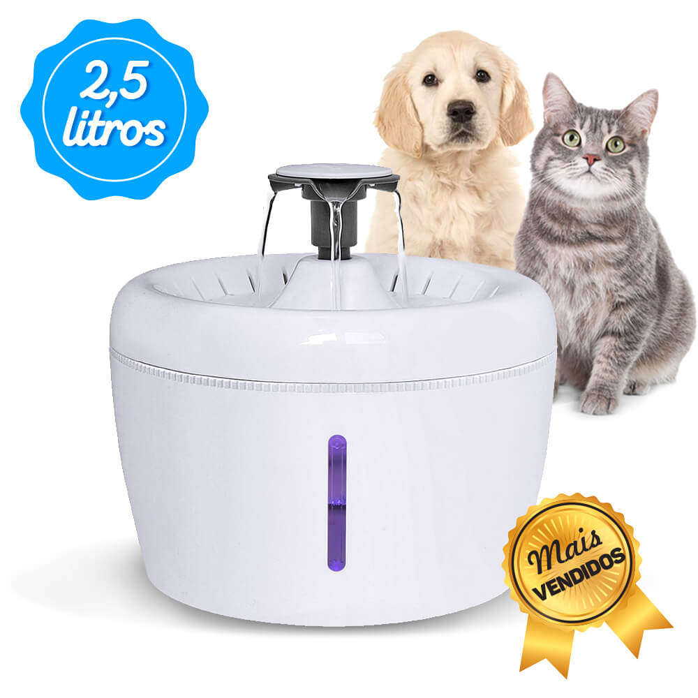 Fonte de Água para Gatos e Cães Purificador Elétrico 2,5L - PetMimos